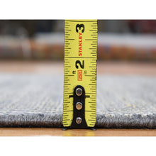 Load image into Gallery viewer, 2&#39;8&quot;x10&#39; Charcoal Black With Toppings Of Gold, Hand Knotted Wool And Silk, Modern Grass Design Gabbeh Densely Woven, Runner Oriental Rug FWR480996