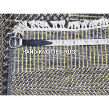 Load image into Gallery viewer, 2&#39;8&quot;x10&#39; Charcoal Black With Toppings Of Gold, Hand Knotted Wool And Silk, Modern Grass Design Gabbeh Densely Woven, Runner Oriental Rug FWR480996