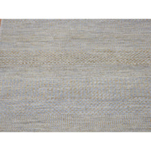 Load image into Gallery viewer, 2&#39;8&quot;x9&#39;1&quot; Gray, Modern Grass Design Gabbeh, Densely Woven Hand Knotted Wool And Silk, Runner Oriental Rug FWR481002