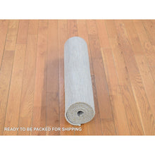 Load image into Gallery viewer, 2&#39;8&quot;x9&#39;1&quot; Gray, Modern Grass Design Gabbeh, Densely Woven Hand Knotted Wool And Silk, Runner Oriental Rug FWR481002