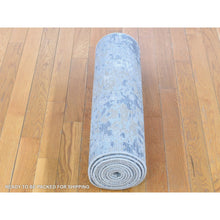 Load image into Gallery viewer, 2&#39;6&quot;x11&#39;10&quot; Gray, Pure Wool Modern Abstract Design, Denser Weave Hand Knotted, Runner Oriental Rug FWR481074