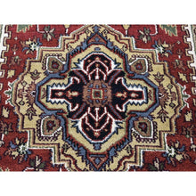 Load image into Gallery viewer, 3&#39;10&quot;x6&#39;1&quot; Rich Red, Heriz Revival With Large Medallion Design, Thick And Plush Hand Knotted Pure Wool, Oriental Rug FWR481116