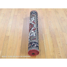 Load image into Gallery viewer, 3&#39;10&quot;x6&#39;1&quot; Rich Red, Heriz Revival With Large Medallion Design, Thick And Plush Hand Knotted Pure Wool, Oriental Rug FWR481116