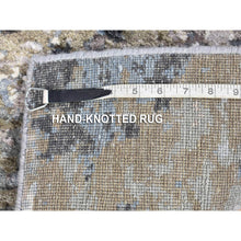 Load image into Gallery viewer, 2&#39;6&quot;x12&#39;1&quot; Gray, Pure Wool Modern Abstract Design, Denser Weave Hand Knotted, Runner Oriental Rug FWR481140