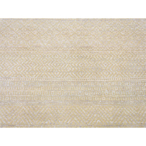 3'1"x5'1" Lime Green, Wool And Silk Modern Grass Design Gabbeh, Densely Woven Hand Knotted, Oriental Rug FWR481164