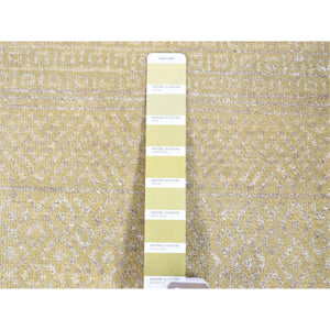 3'1"x5'1" Lime Green, Wool And Silk Modern Grass Design Gabbeh, Densely Woven Hand Knotted, Oriental Rug FWR481164