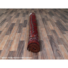 Load image into Gallery viewer, 5&#39;x7&#39;7&quot; Ajax Red, Vintage Persian Shiraz With Geometric Design, Shaved Down, Zero Pile, Sides And Ends Professionally Secured, Hand Knotted, Pure Wool, Oriental Rug FWR4806
