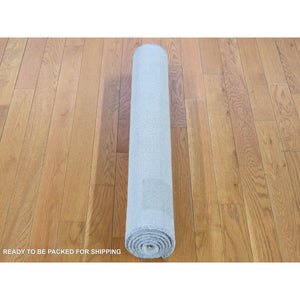 3'x5'4" Ivory, Hand Knotted Wool And Silk, Modern Grass Design Gabbeh Densely Woven, Oriental Rug FWR481242