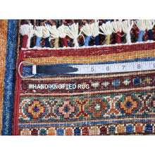 Load image into Gallery viewer, 3&#39;5&quot;x5&#39; Rich Red, Hand Knotted Pure Wool, Afghan Super Kazak With Khorjin Design Natural Dyes, Oriental Rug FWR481272