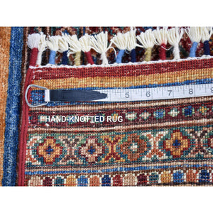 3'5"x5' Rich Red, Hand Knotted Pure Wool, Afghan Super Kazak With Khorjin Design Natural Dyes, Oriental Rug FWR481272