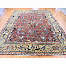 Load image into Gallery viewer, 12&#39;x14&#39;10&quot; Rust Red, Antiqued Heriz Re-creation With All Over Flowers Design, Hand Knotted Pure Wool, Oversized Oriental Rug FWR481338