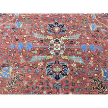 Load image into Gallery viewer, 12&#39;x14&#39;10&quot; Rust Red, Antiqued Heriz Re-creation With All Over Flowers Design, Hand Knotted Pure Wool, Oversized Oriental Rug FWR481338