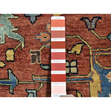Load image into Gallery viewer, 12&#39;x14&#39;10&quot; Rust Red, Antiqued Heriz Re-creation With All Over Flowers Design, Hand Knotted Pure Wool, Oversized Oriental Rug FWR481338