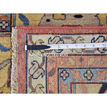 Load image into Gallery viewer, 12&#39;x14&#39;10&quot; Rust Red, Antiqued Heriz Re-creation With All Over Flowers Design, Hand Knotted Pure Wool, Oversized Oriental Rug FWR481338