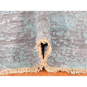 12'x12' Gray-sea Foam Green, Broken Persian Design With Faded Out Colors, Hand Knotted Wool And Silk, Square Oriental Rug FWR481350