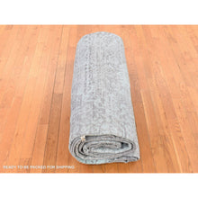 Load image into Gallery viewer, 12&#39;x12&#39; Gray-sea Foam Green, Broken Persian Design With Faded Out Colors, Hand Knotted Wool And Silk, Square Oriental Rug FWR481350
