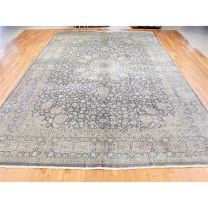 12'5"x19'4" Gray, Persian Tabriz Sheikh Safi Design, Hand Knotted Pure Wool, Oversized Oriental Rug FWR481356