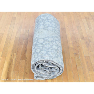 12'5"x19'4" Gray, Persian Tabriz Sheikh Safi Design, Hand Knotted Pure Wool, Oversized Oriental Rug FWR481356