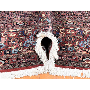 11'3"x16' Rust Red, Persian Bijar With Geometric Design, 400 Kpsi Wool And Silk Handmade Oversized, Oriental Rug FWR481392