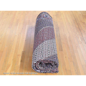 11'3"x16' Rust Red, Persian Bijar With Geometric Design, 400 Kpsi Wool And Silk Handmade Oversized, Oriental Rug FWR481392