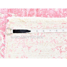 Load image into Gallery viewer, 2&#39;6&quot;x7&#39;9&quot; Hot Pink, Broken Persian Design Tone On Tone, Wool And Pure Silk Hand Knotted, Runner Oriental Rug FWR481512