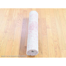 Load image into Gallery viewer, 2&#39;6&quot;x7&#39;9&quot; Hot Pink, Broken Persian Design Tone On Tone, Wool And Pure Silk Hand Knotted, Runner Oriental Rug FWR481512