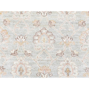 2'7"x15'10" Faded Green, Fine Peshawar With All Over Motifs, Pure Wool Hand Knotted, Xl Runner Oriental Rug FWR481524