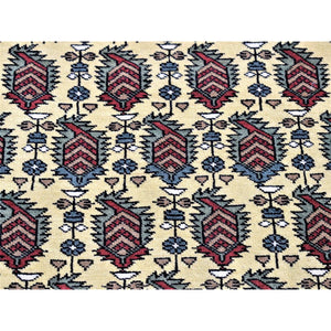 2'10"x13'2" Ivory, Tribal Northwest Persian With Repetitive Boteh Design, Pure Wool Hand Knotted, Runner Oriental Rug FWR481530