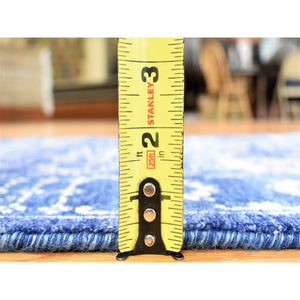 2'6"x16'10" Blue, Tone On Tone Tabriz, Wool And Silk Hand Knotted, Xl Runner Oriental Rug FWR481536