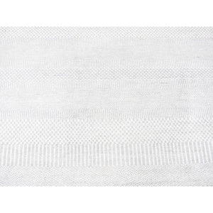 7'9"x7'9" Ivory, Modern Grass Design Gabbeh Densely Woven, Wool and Silk Hand Knotted, Round Oriental Rug FWR481542