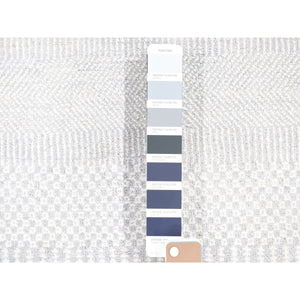 7'9"x7'9" Ivory, Modern Grass Design Gabbeh Densely Woven, Wool and Silk Hand Knotted, Round Oriental Rug FWR481542
