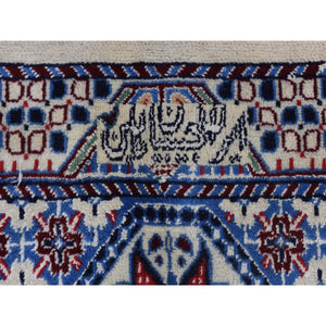 9'7"x13'2" Deep Red, New Persian Nain With Repetitive Geometric Design, Wool, 300 Kpsi, Signed Hand Knotted Oriental Rug FWR481560