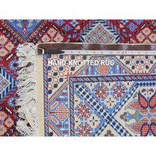 Load image into Gallery viewer, 9&#39;7&quot;x13&#39;2&quot; Deep Red, New Persian Nain With Repetitive Geometric Design, Wool, 300 Kpsi, Signed Hand Knotted Oriental Rug FWR481560