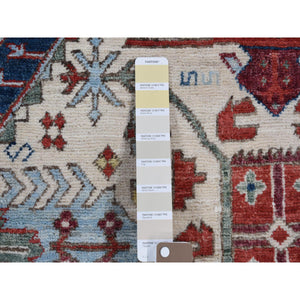 7'5"x12'2" Ivory, Peshawar With Antique Seychour Design, Pure Wool Hand Knotted, Oriental Rug FWR481632