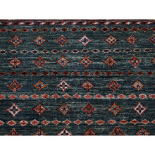 Load image into Gallery viewer, 3&#39;6&quot;x5&#39;3&quot; Forest Green Densely Woven Hand Knotted, Afghan Super Kazak With Khorjin Design Soft Wool Natural Dyes, Oriental Rug FWR481650