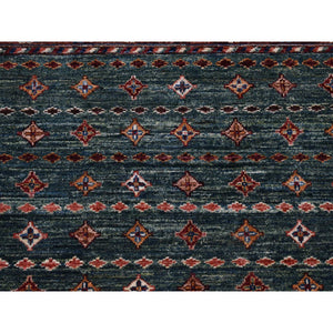 3'6"x5'3" Forest Green Densely Woven Hand Knotted, Afghan Super Kazak With Khorjin Design Soft Wool Natural Dyes, Oriental Rug FWR481650