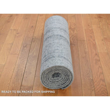 Load image into Gallery viewer, 2&#39;5&quot;x10&#39;8&quot; Gray Fine Jacquard Hand Loomed Modern Runner Wool And Art Silk Oriental Rug FWR481662