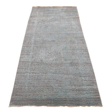 Load image into Gallery viewer, 4&#39;x9&#39;9&quot; Seafoam Green, Broken Persian Design, Wool And Silk Hand Knotted, Wide Runner Oriental Rug FWR481716