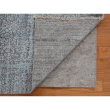 Load image into Gallery viewer, 4&#39;x9&#39;9&quot; Seafoam Green, Broken Persian Design, Wool And Silk Hand Knotted, Wide Runner Oriental Rug FWR481716