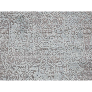 4'x9'9" Seafoam Green, Broken Persian Design, Wool And Silk Hand Knotted, Wide Runner Oriental Rug FWR481716