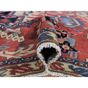 8'10"x12'5" Ivory, Antique Persian Karajeh Serapi, Denser Weave, Good Condition, Pure Wool, Hand Knotted, Oriental Rug FWR481830