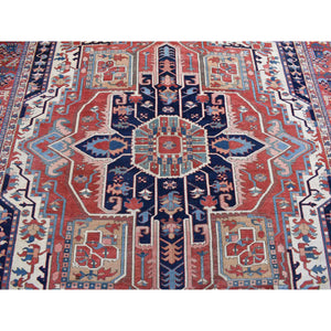 8'10"x12'5" Ivory, Antique Persian Karajeh Serapi, Denser Weave, Good Condition, Pure Wool, Hand Knotted, Oriental Rug FWR481830