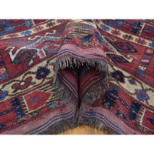 Load image into Gallery viewer, 10&#39;4&quot;x21&#39; Midnight Blue Antique Afghan Beshir Geometric All Over Design With Multiple Borders, Good Condition, Hand Knotted Pure Wool, Gallery Size Oriental Rug FWR481860