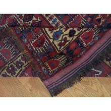 Load image into Gallery viewer, 10&#39;4&quot;x21&#39; Midnight Blue Antique Afghan Beshir Geometric All Over Design With Multiple Borders, Good Condition, Hand Knotted Pure Wool, Gallery Size Oriental Rug FWR481860