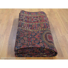 Load image into Gallery viewer, 10&#39;4&quot;x21&#39; Midnight Blue Antique Afghan Beshir Geometric All Over Design With Multiple Borders, Good Condition, Hand Knotted Pure Wool, Gallery Size Oriental Rug FWR481860