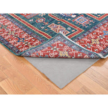 Load image into Gallery viewer, 5&#39;4&quot;x7&#39;9&quot; Dark Green, Afghan Super Kazak With Geometric Caucasian Design, Hand Knotted Pure Wool Oriental Rug FWR481914