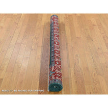 Load image into Gallery viewer, 5&#39;4&quot;x7&#39;9&quot; Dark Green, Afghan Super Kazak With Geometric Caucasian Design, Hand Knotted Pure Wool Oriental Rug FWR481914