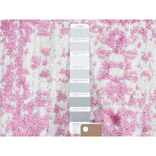 Load image into Gallery viewer, 2&#39;x3&#39; Pink, Fine Jacquard Natural Dyes, Hand Loomed Wool And Plant Based Silk, Mat Oriental Rug FWR481992