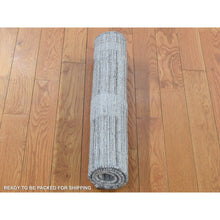 Load image into Gallery viewer, 2&#39;x3&#39; Light Gray, Modern Geometric Art Deco Style, Textured Hi And Lo Pure Wool Hand Loomed, Mat Oriental Rug FWR481998
