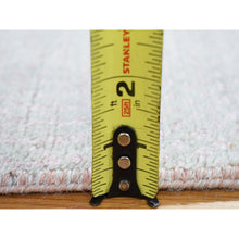 Load image into Gallery viewer, 2&#39;6&quot;x11&#39;3&quot; Light Gray With Touches Of Pink, Modern Grass Design Gabbeh Densely Woven, Wool And Silk Hand Knotted, Runner Oriental Rug FWR482028